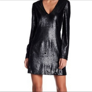 Wayf sleek-v skyline sequin‎ mini dress matte black Sz S
